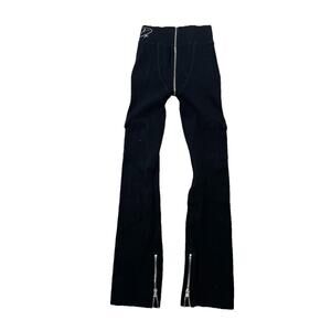 Tordrobes Black Signature Butterfly Uzip Ribbed Knit Flare Pants Medium G20